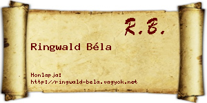 Ringwald Béla névjegykártya